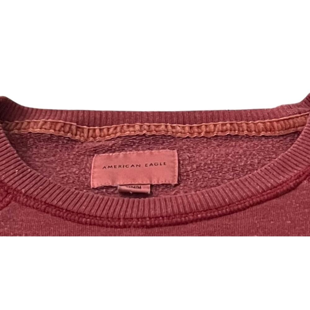 AMERICAN EAGLE LONG SLEEVE CREWNECK SWEATSHIRT, WOMENS, M, HEATHER CRANBERRY - Picture 2 of 11